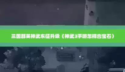 三国群英神武东征升级（神武3手游怎样合宝石）