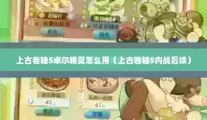 上古卷轴5卓尔精灵怎么用（上古卷轴5内战后续）