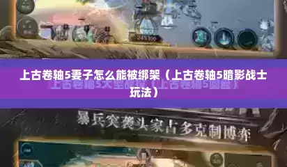 上古卷轴5妻子怎么能被绑架（上古卷轴5暗影战士玩法）