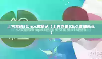 上古卷轴5让npc做随从（上古卷轴5怎么雇佣暮蕊）