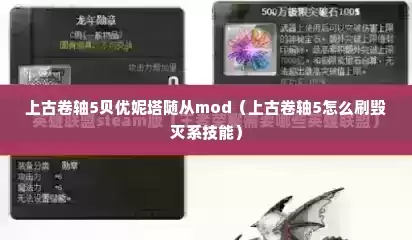 上古卷轴5贝优妮塔随从mod（上古卷轴5怎么刷毁灭系技能）