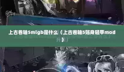 上古卷轴5mlgb是什么（上古卷轴5贴身轻甲mod）